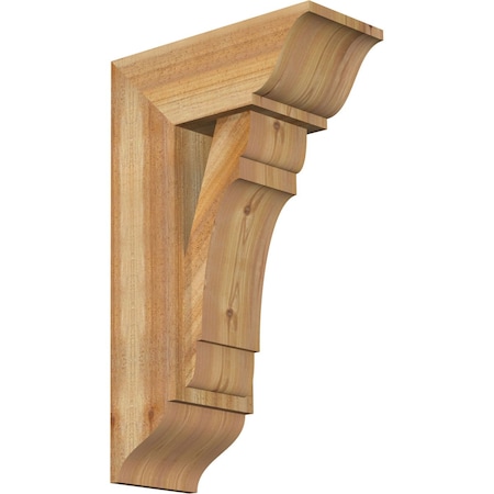 Ekena Millwork Olympic Traditional Rough Sawn Bracket w/ Offset Brace, Western Red Cedar, 8"W x 18"D x 30"H BKT0806X18X30OLY01RWR